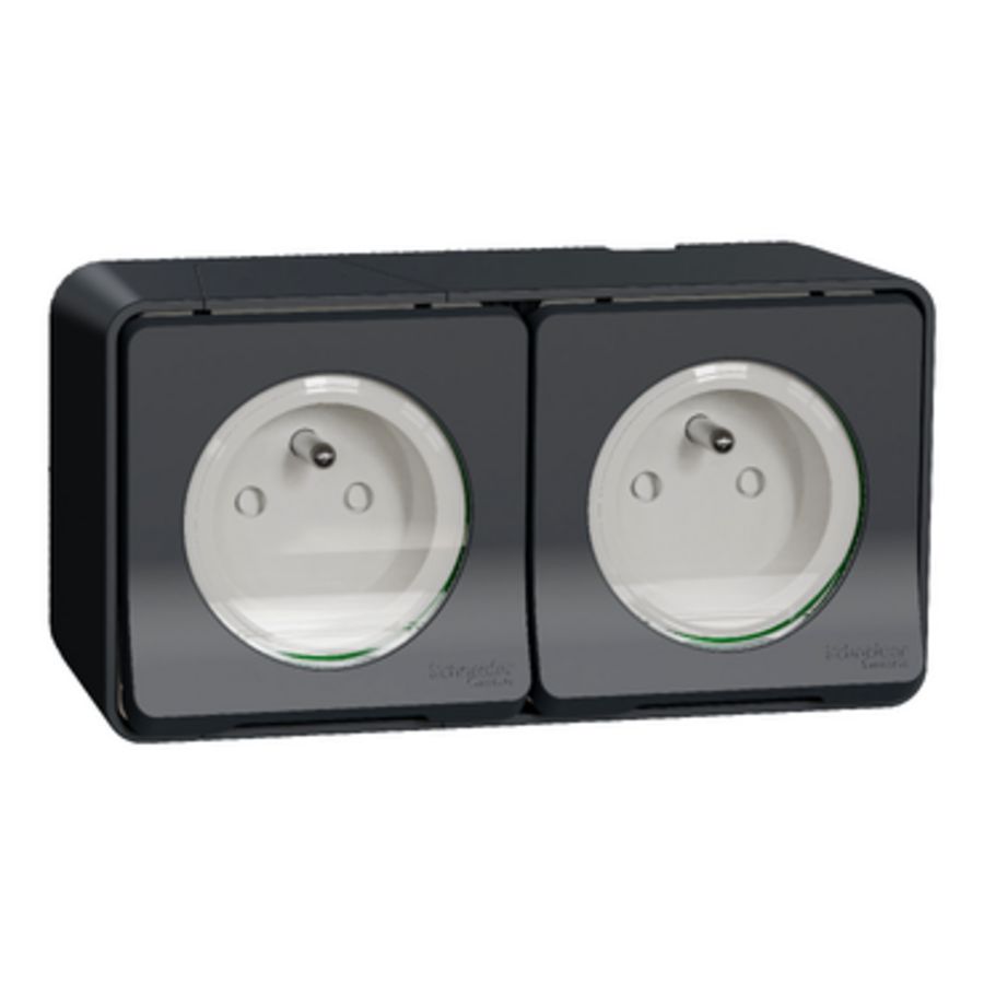 MUREVA STYL Wandcontactdoos 2V KLAPD IP55 GRIJS PEN