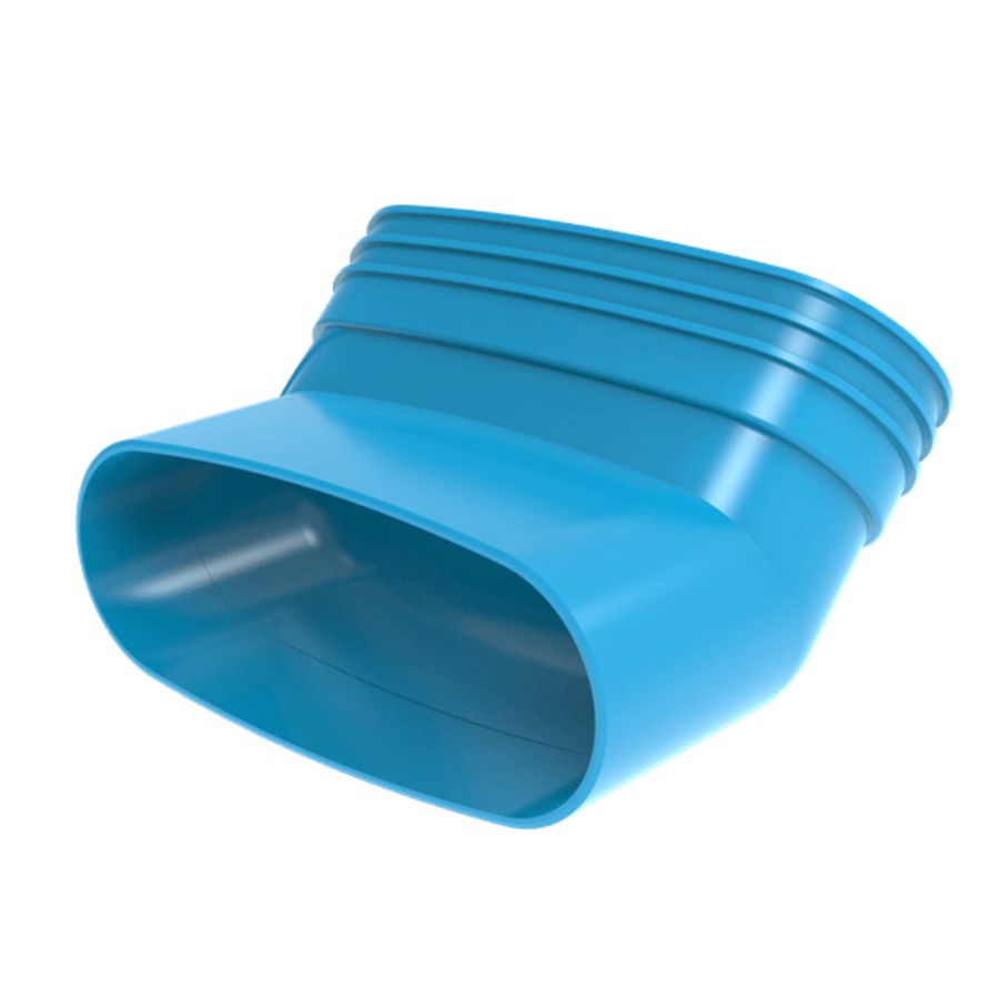 Staande bocht lijm 45° PVC luchtverdeelsysteem VENTIZA blauw (195x80mm) mof/spie
