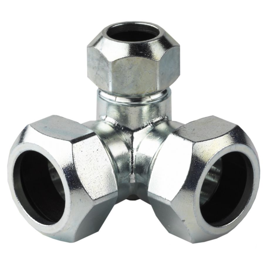 Hoek T-koppeling knel messing verzinkt 22x22x22mm 115 VVE=10