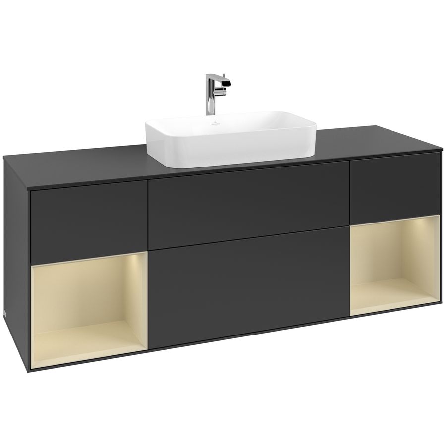 Wastafelonderkast Finion 1600x603x501mm Black Matt Lacquer F332HJPD