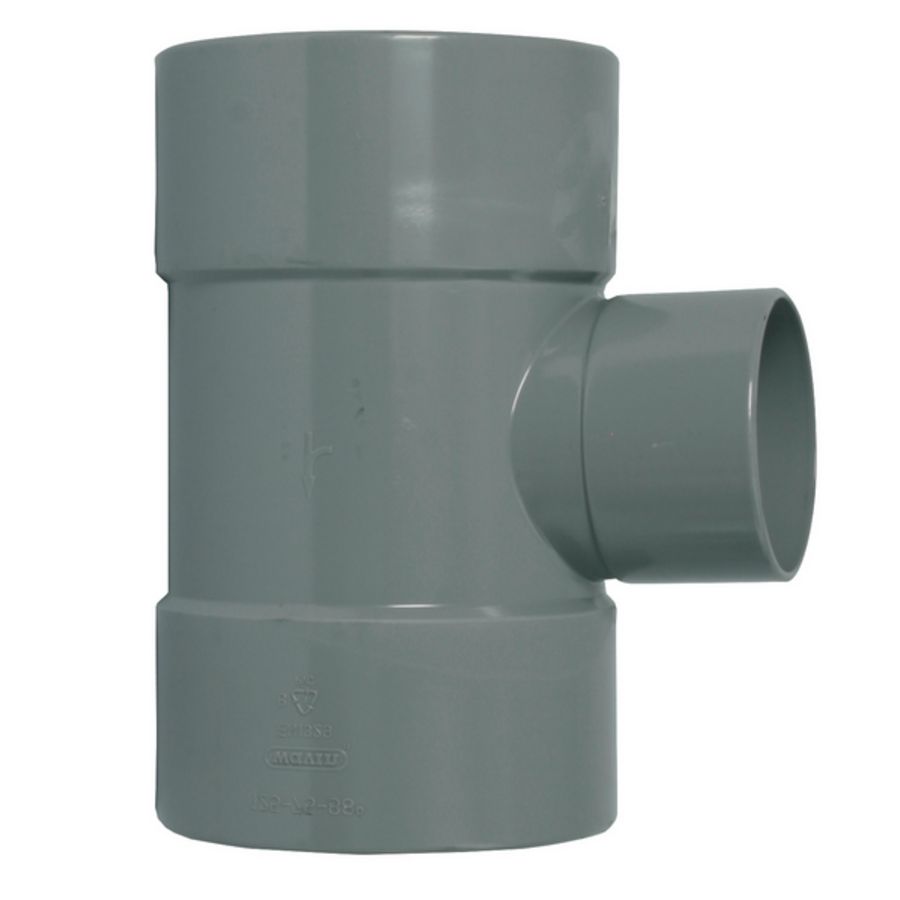 Wadal PVC lijm T-stuk 88° 50x40mm grijs 3x mof