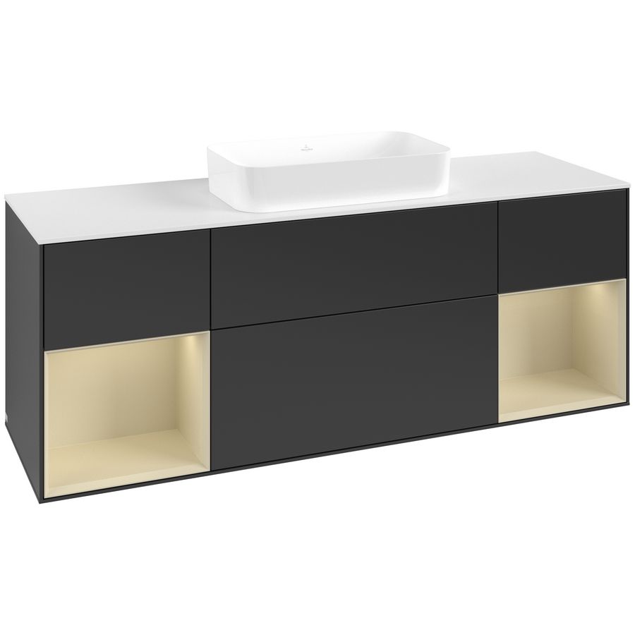 Wastafelonderkast Finion 1600x603x501mm Black Matt Lacquer F741HJPD