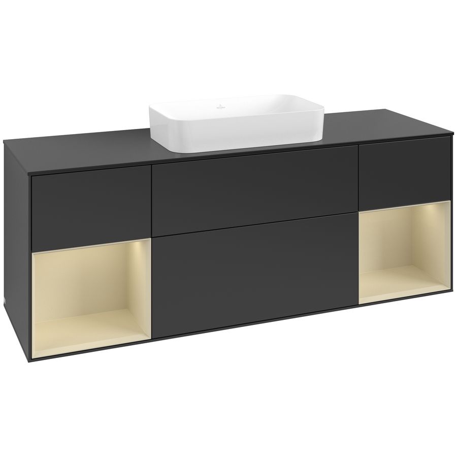 Wastafelonderkast Finion 1600x603x501mm Black Matt Lacquer F742HJPD