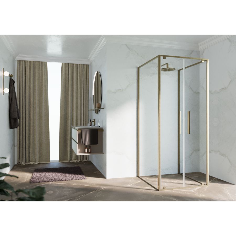RIGA-2B draaideur 2-del. 790-820x2000mm helder glas brushed bronze