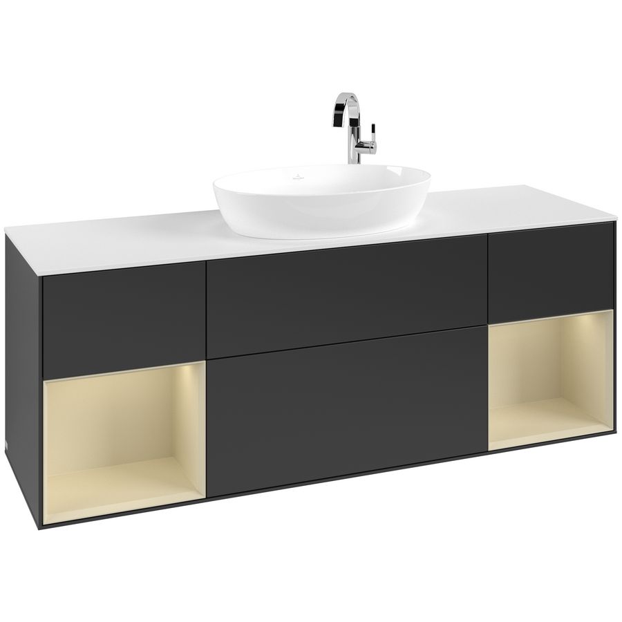 Wastafelonderkast Finion 1600x603x501mm Black Matt Lacquer F981HJPD