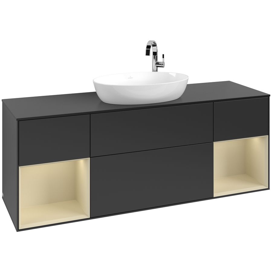 Wastafelonderkast Finion 1600x603x501mm Black Matt Lacquer F982HJPD
