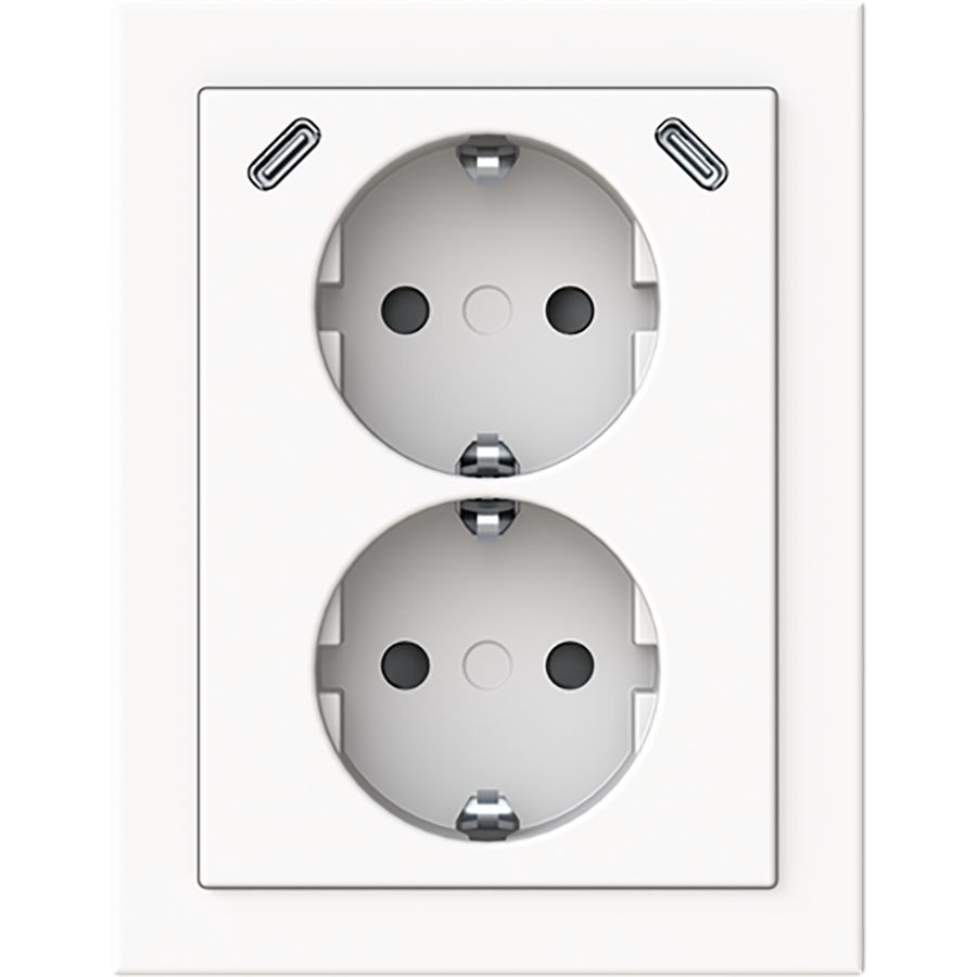 wandcontactdoos ra dubbel kv + USB-C/C hoekmontage Future studiowit
