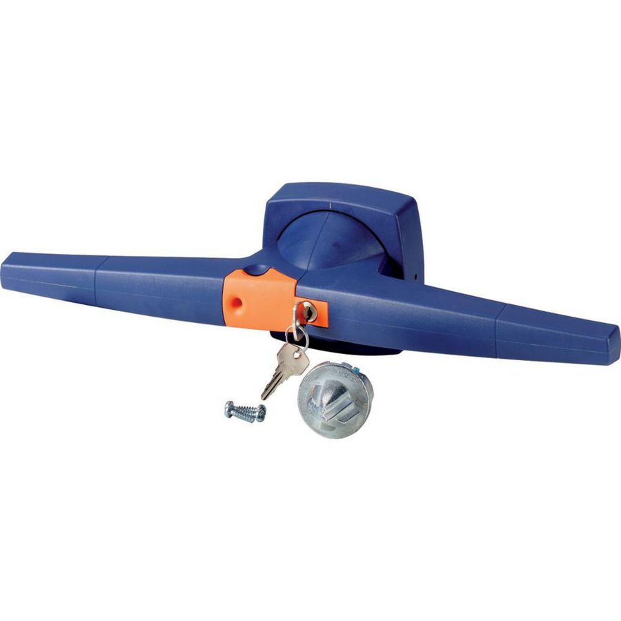 Draaigreep 14mm deurinbouw blauw cilinderslot K5DB/C