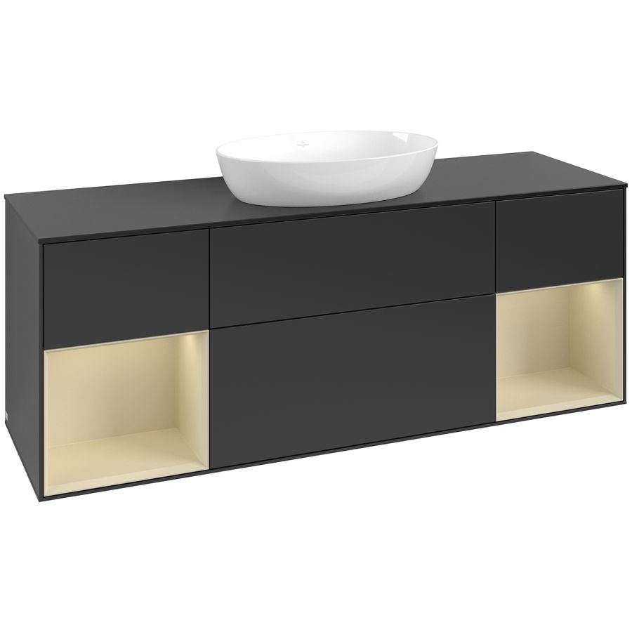 Wastafelonderkast Finion 1600x603x501mm Black Matt Lacquer FD02HJPD