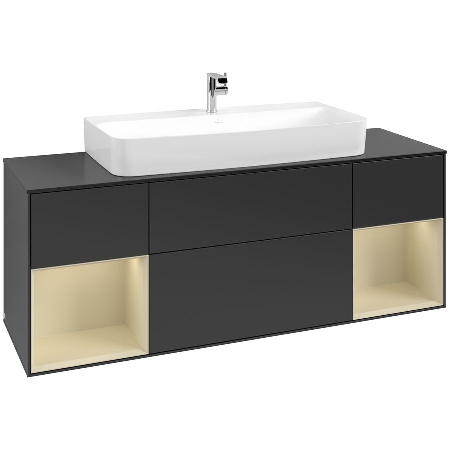 Wastafelonderkast Finion 1600x603x501mm Black Matt Lacquer G212HJPD
