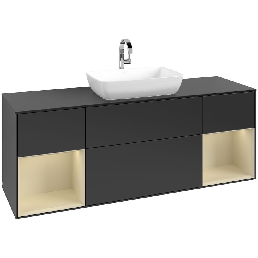 Wastafelonderkast Finion 1600x603x501mm Black Matt Lacquer G862HJPD