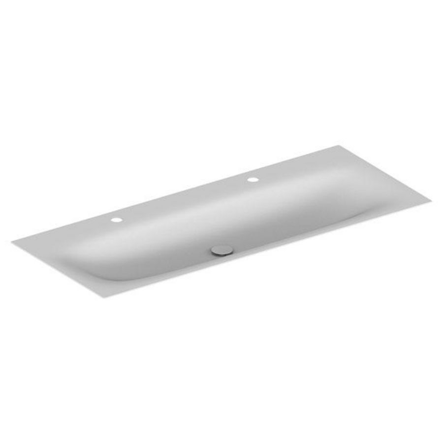 Geëmailleerde wastafel 2 kraangaten 1206x4x493 blue satin