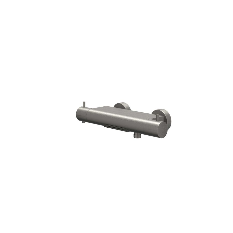Badthermostaatkraan BOND hoh 150mm cooltouch cascad uitloop geborsteld metal black PVD incl. s-koppelingen
