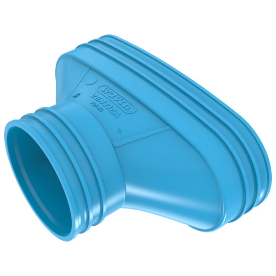 Verloopstuk lijm PVC luchtverdeelsysteem VENTIZA blauw (195x80mm)xØ80mm mof/mof