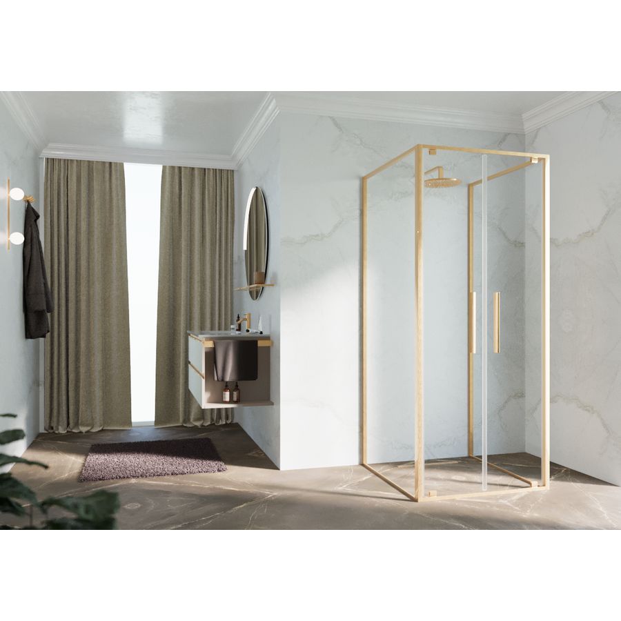 RIGA-2B draaideur 2-del. 890-920x2000mm helder glas brushed gold