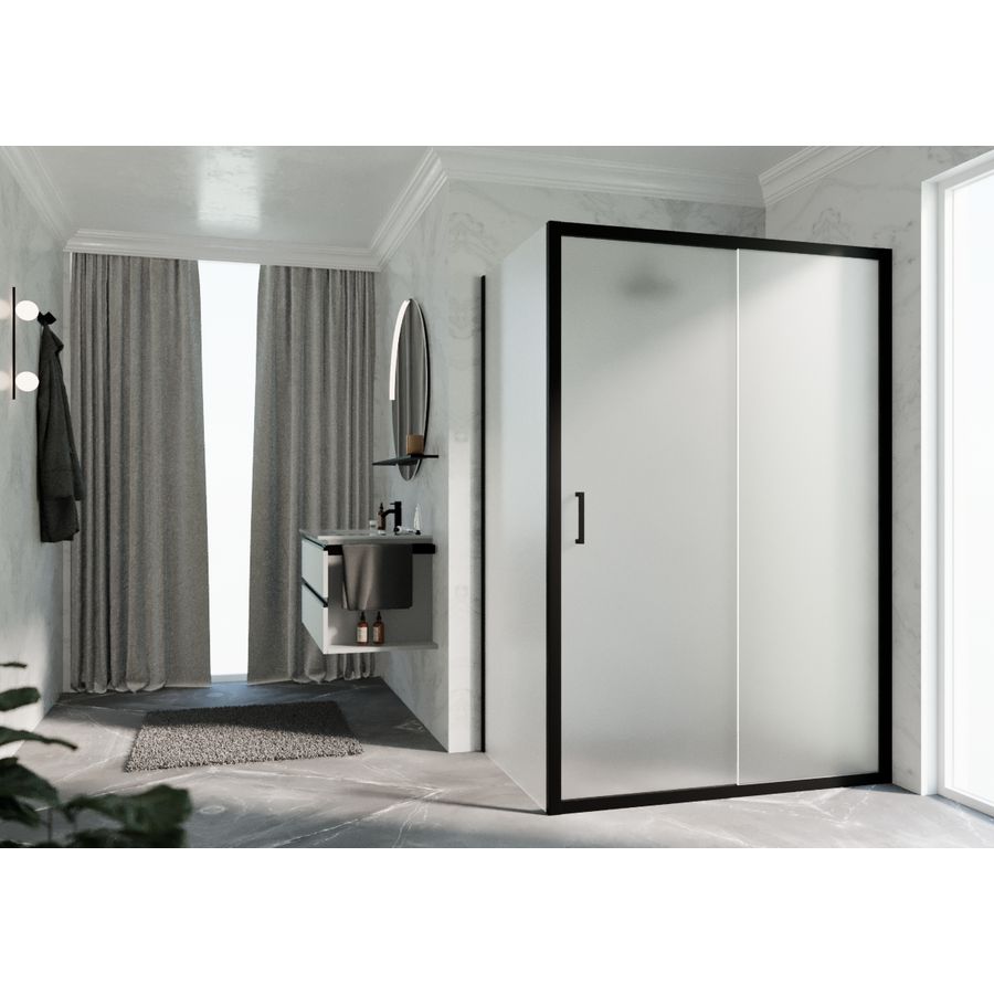 Deur Zeph 2.0 2P 114 Verst. 114-120 Cm Satin Glas Zwart