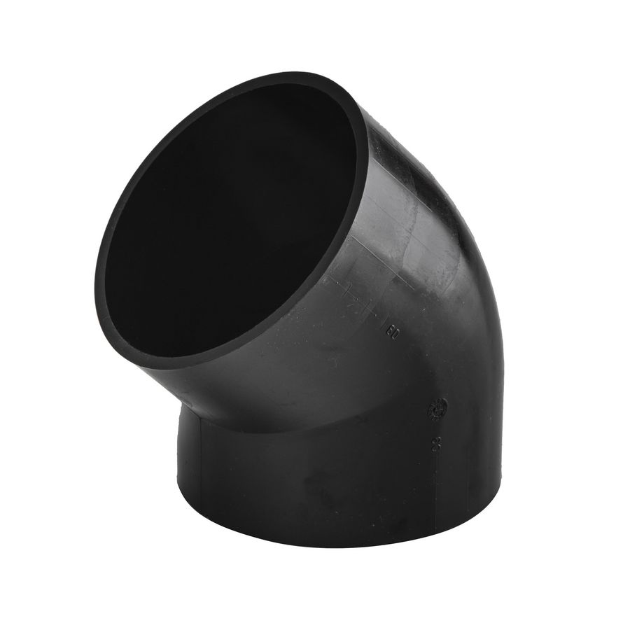 PE bocht 45° 40mm PN4 zwart