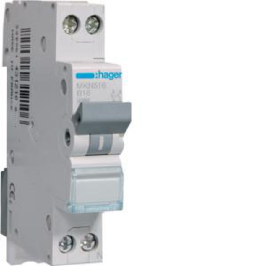 Installatieautomaat 1-polig + Nul 16A B-karakteristiek 6kA