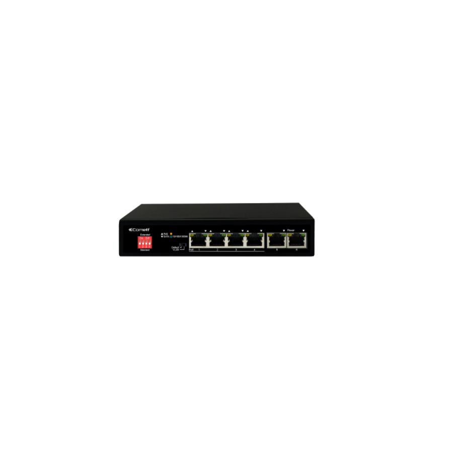 Netwerk switch met 4 POE en 2 uplink poorten