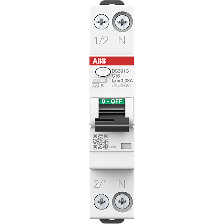 Aardlekautomaat 1P+N C kar 16A 30mA 6kA VVE=96