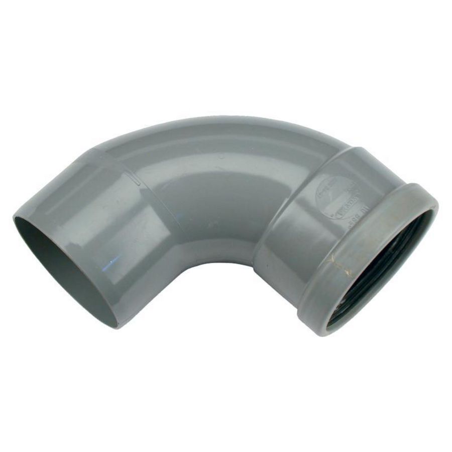 Wafix PVC manchet bocht 88° 125mm SN4 grijs mof/spie