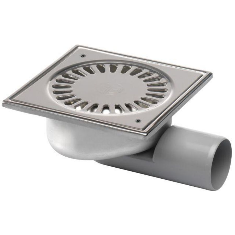 Vloerput Compact RVS304 147x147mm v 50mm geschroefd rooster