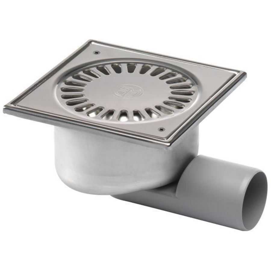 Vloerput Compact RVS304 147x147mm ou/zu 50mm ws50 geschr rst