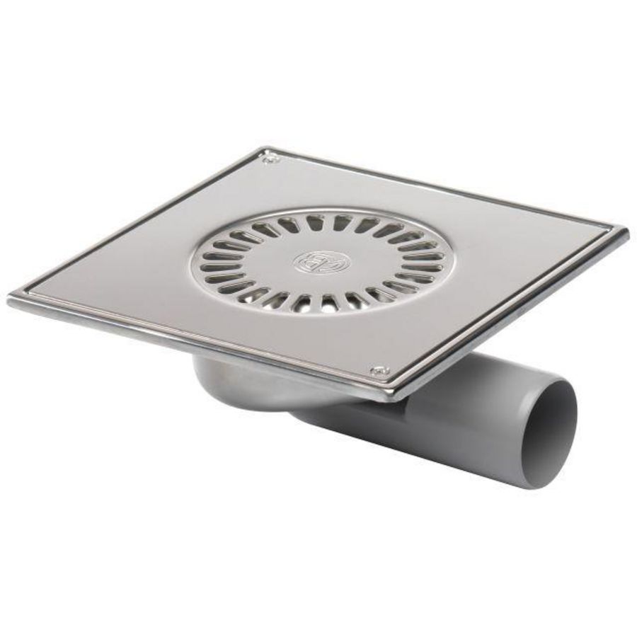 Vloerput Compact RVS304 197x197mm 50mm vastgeschr rooster nv