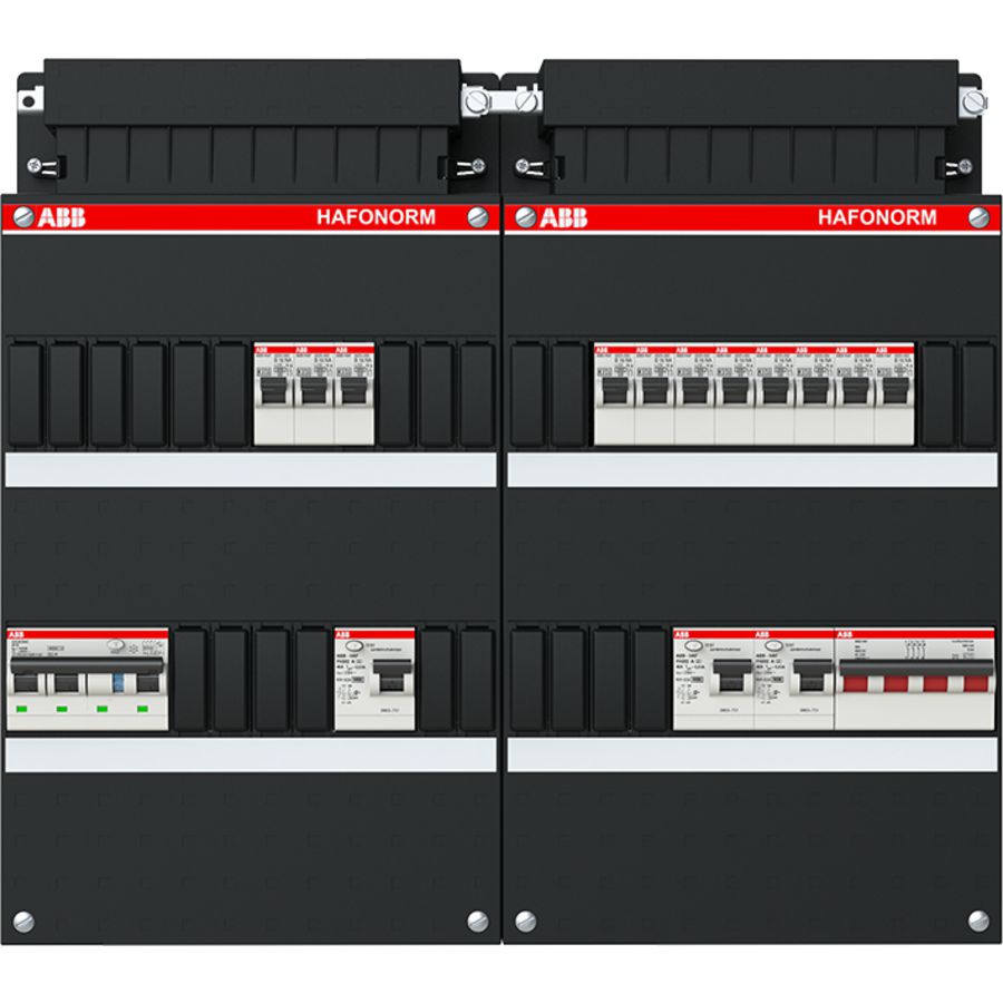 Installatiekast 11x achter 3x 30mA = HS + C 3-fasen