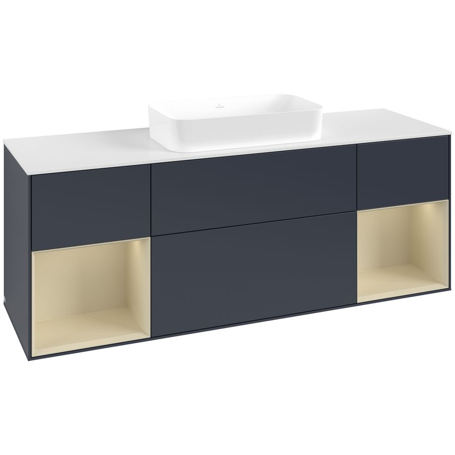 Wastafelonderkast Finion 1600x603x501mm Mid.Blue Matt Lacquer F741HJHG