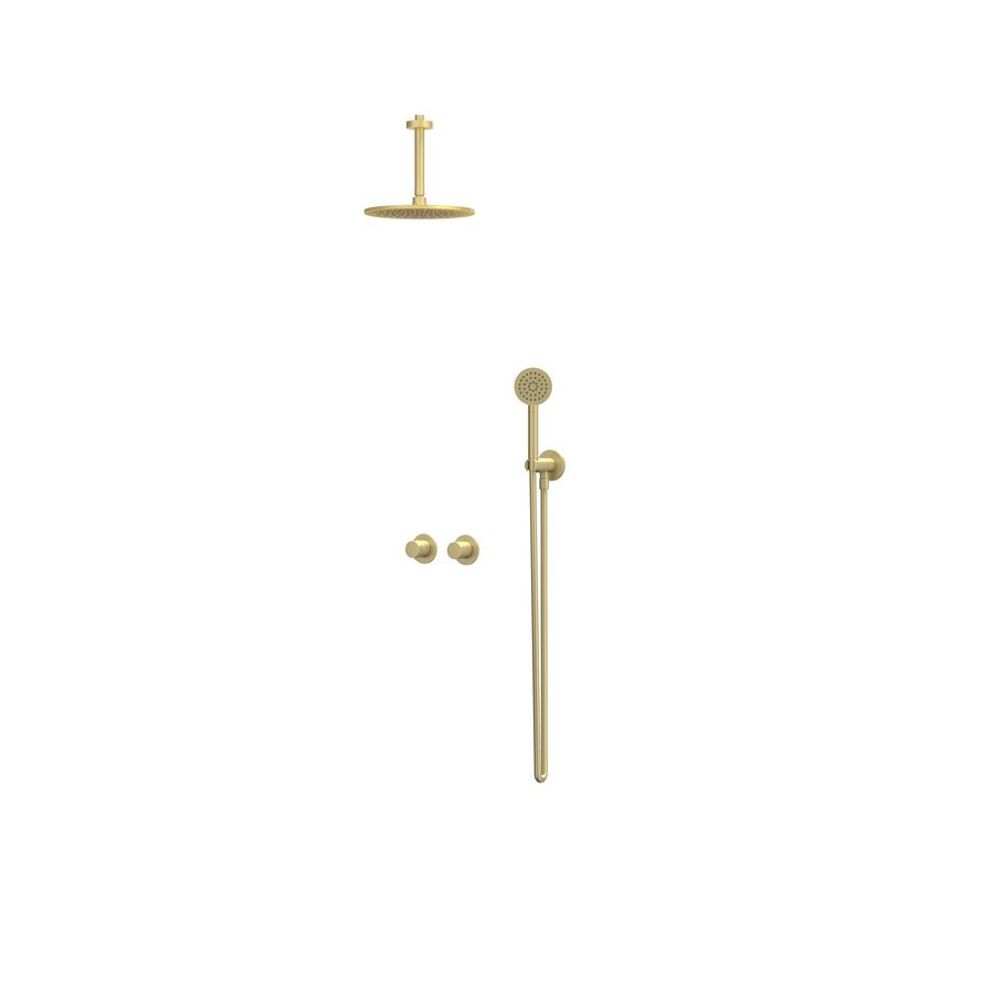 Afbouwdeel regendouche IVY combiset Bond 3 inbouwthermostaat symmetry gebor. mat goud CSB3EXMPCEBA excl. inbouwbox