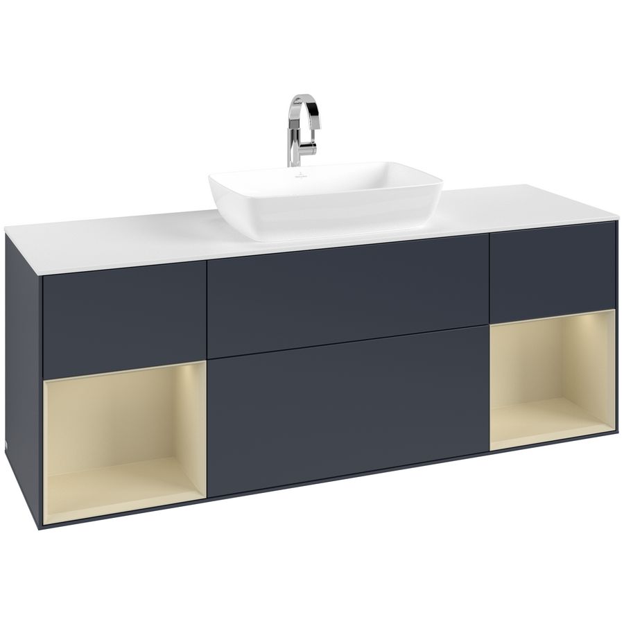 Wastafelonderkast Finion 1600x603x501mm Mid.Blue Matt Lacquer F861HJHG