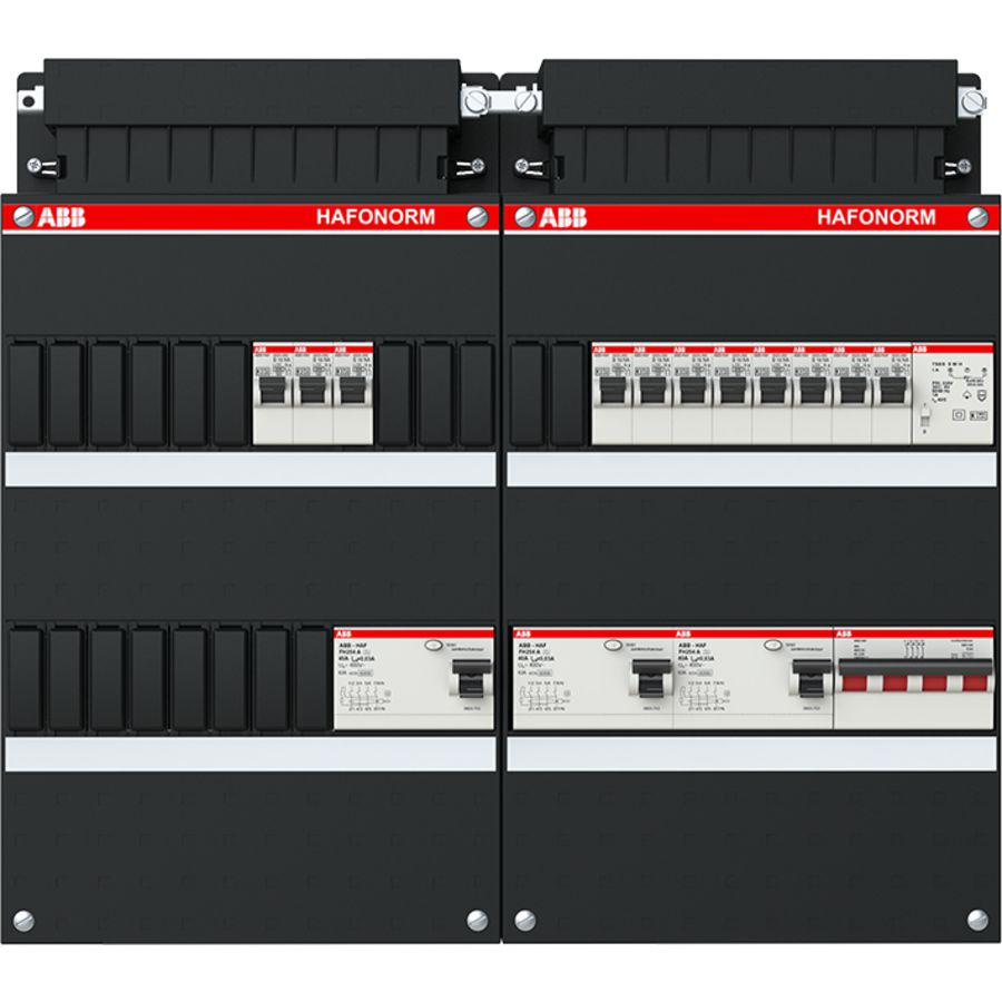 Installatiekast 11x achter 3x 30mA + T + HS 3-f
