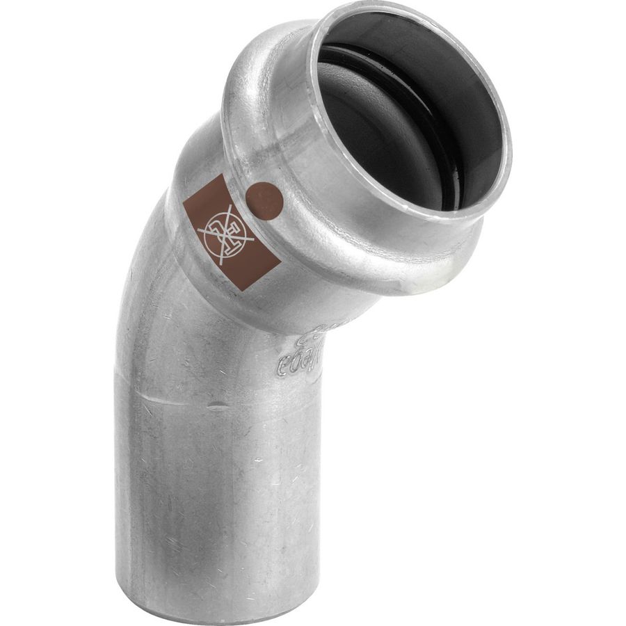 Bochtkoppeling 45° TEMPONOX persaansluiting RVS spie x persaansluiting 28x28mm 1726.1