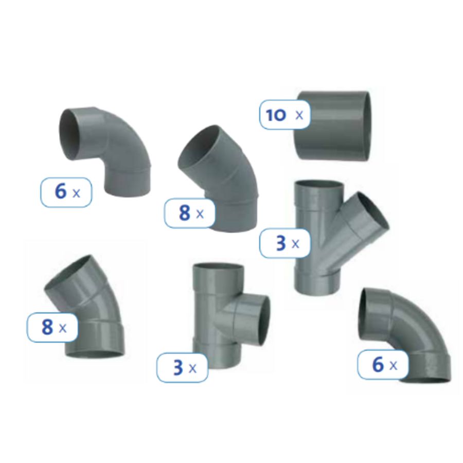 Actiepakket Wadal PVC 110mm lijmhulpstukken (44-delig)