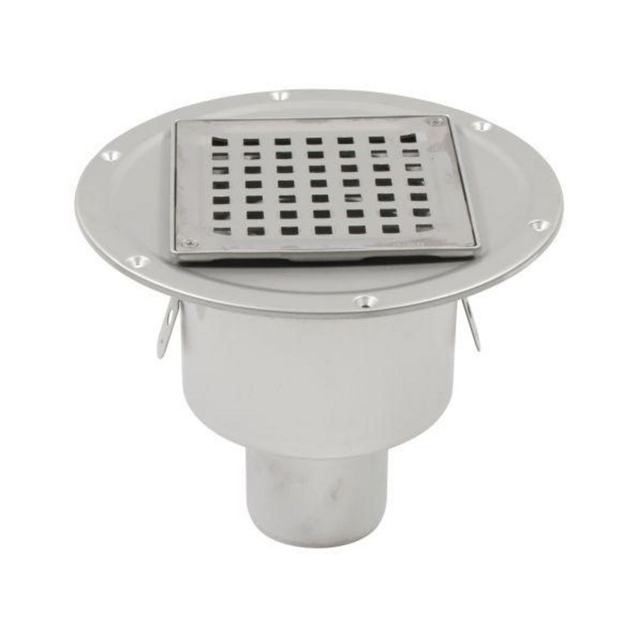 Vloerput RVS304 145x145mm ou 75mm flens vastgeschr rst ve