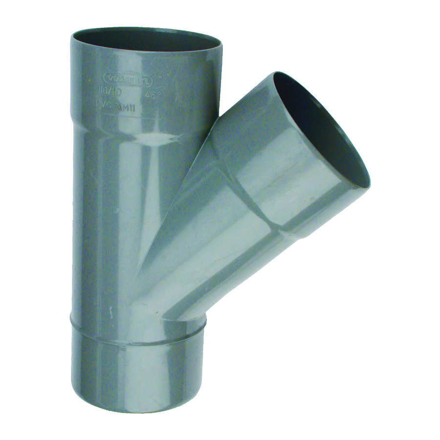 Wadal PVC lijm T-stuk 45° 32mm grijs 2x mof/spie
