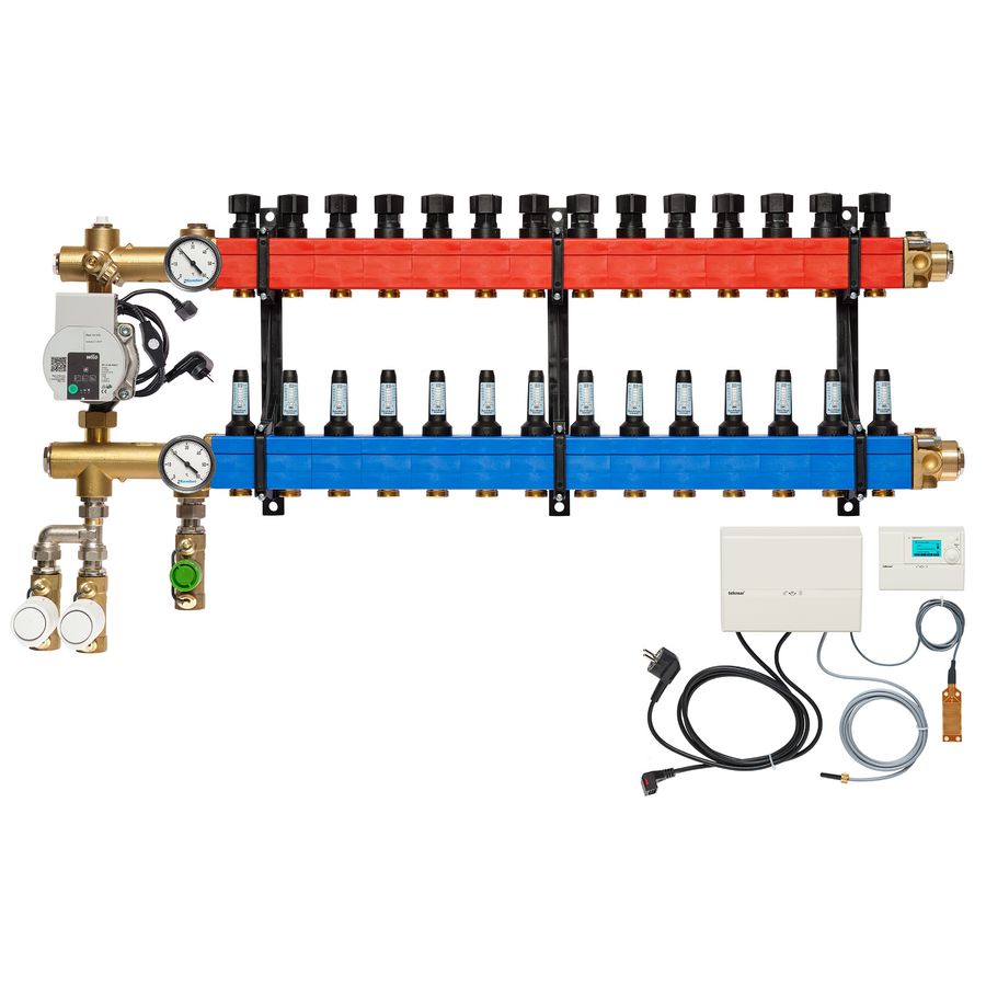 Vloerverw.verdeler 4850 3-pijps E-pomp OA. 10-145l/u 14-groeps