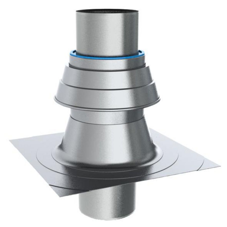 Schoorsteenkap aluminium + belucht. 150 + RVS-pijp