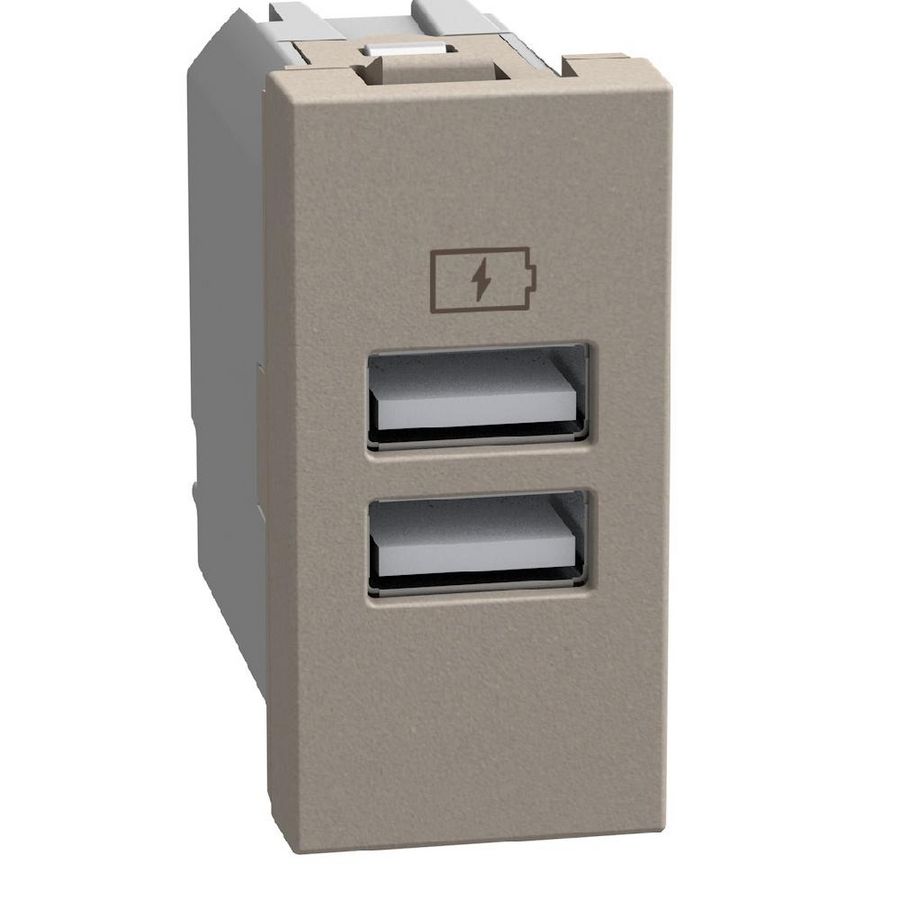 Light Now USB oplader type A+A - 15W - 1 module - stone