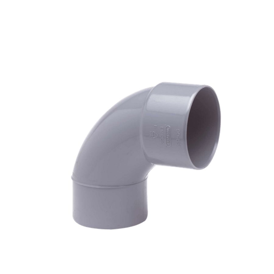 Wadal PVC lijm bocht 88° 90mm grijs mof/spie