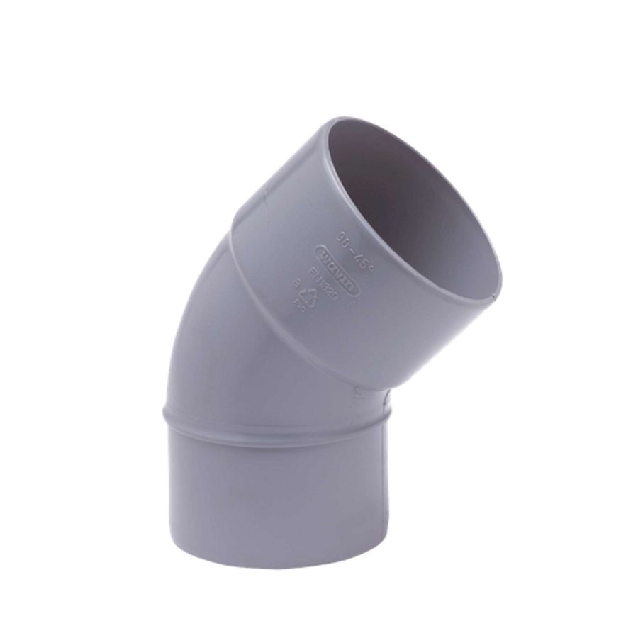 Wadal PVC lijm bocht 45° 160mm grijs mof/spie