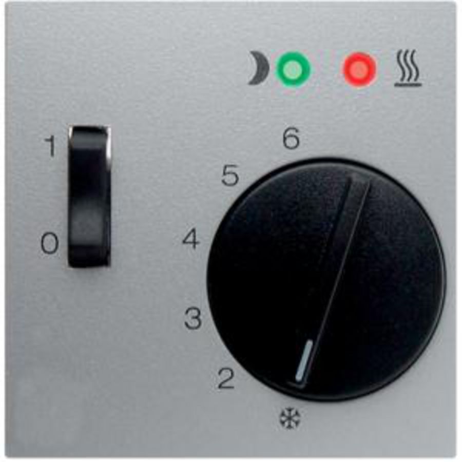 Centraalstuk regelknop en wip en 2 LED´s aluminium mat B.7