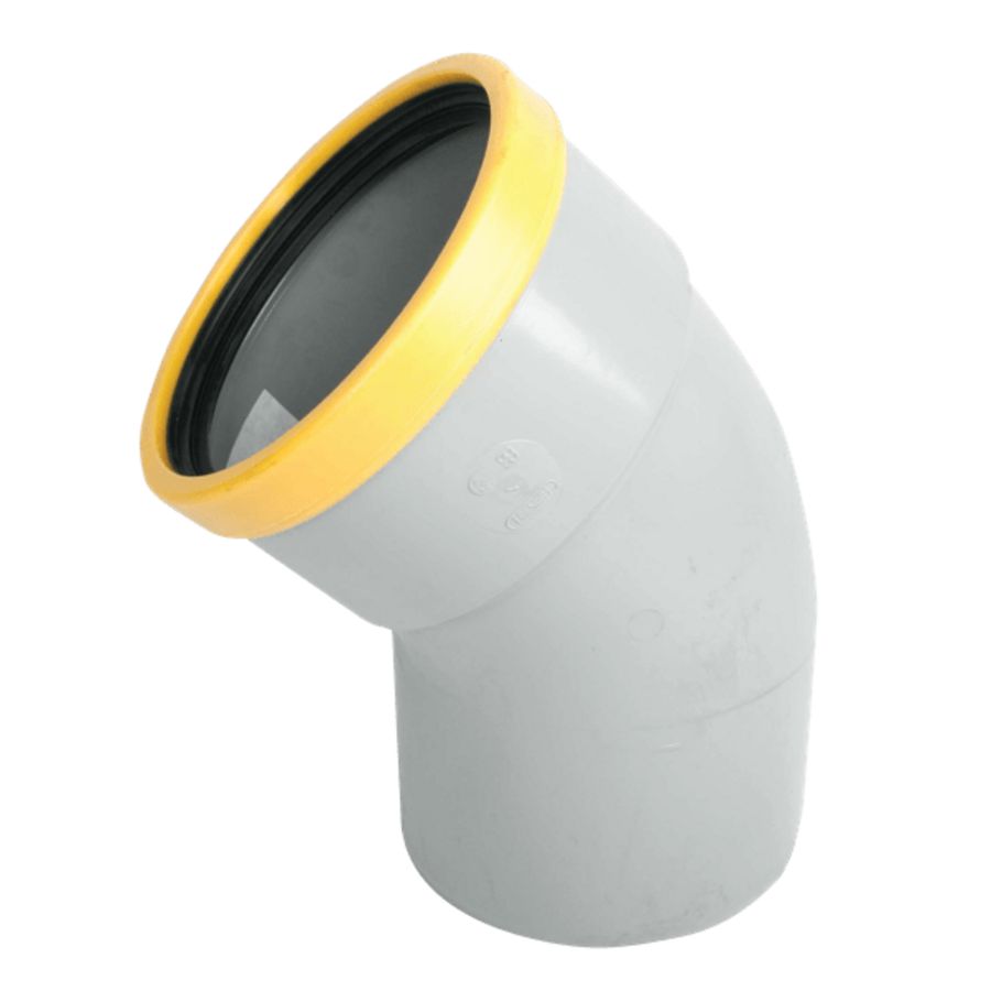 Wafix PVC manchet bocht 30° 125mm SN8 grijs mof/spie