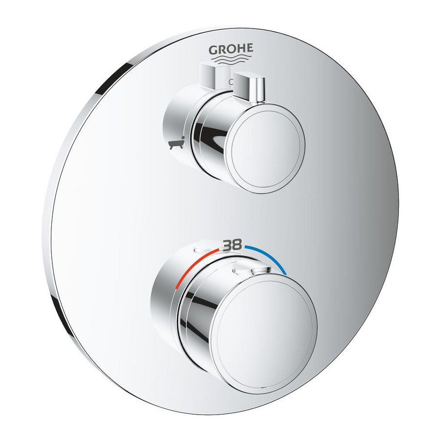 Afbouwdeel Grohtherm chroom rond incl. omstel douche+baduitloop excl. inb.set