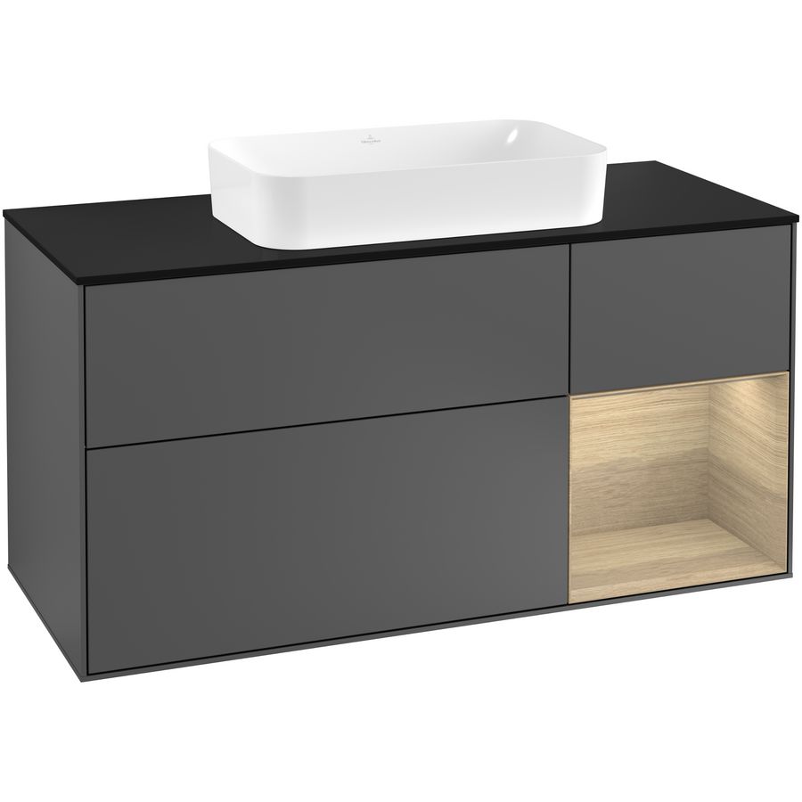 Wastafelonderkast Finion 1200x603x501mm Antr. Matt Lacquer F302PCGK