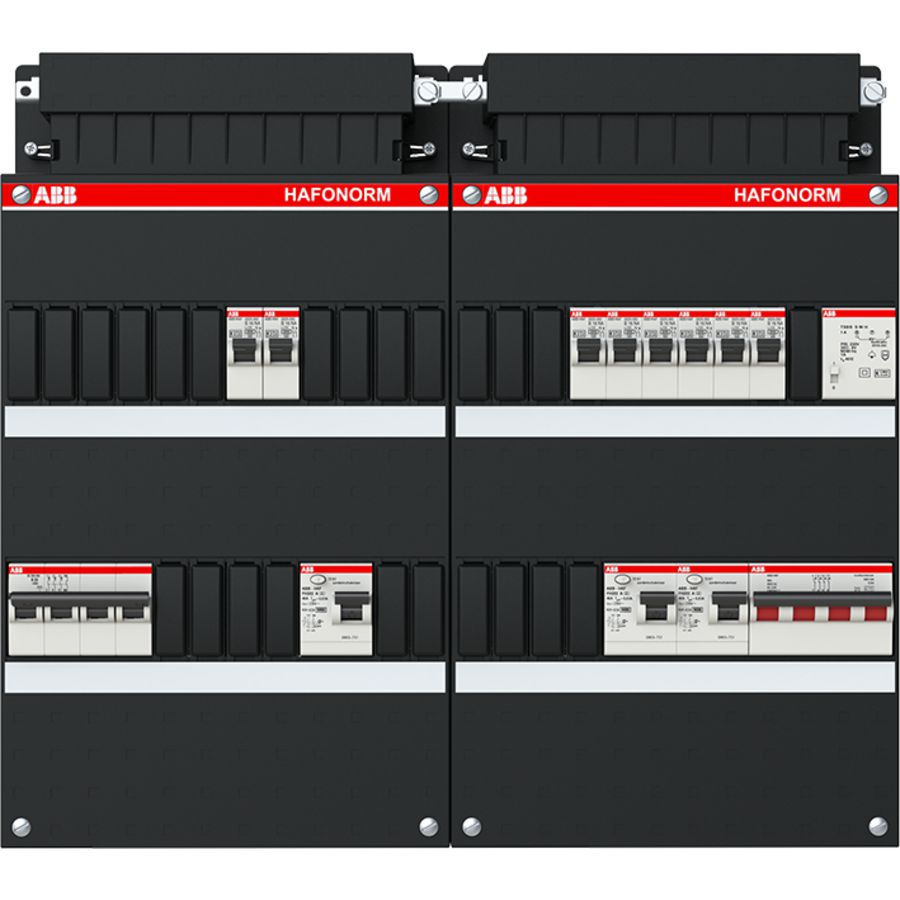 Groepenkast 8x achter 3x 30mA = HS + D + T 3-fasen