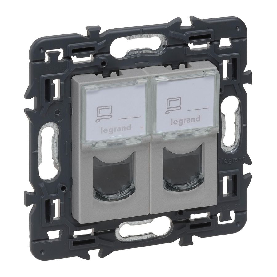 Wandcontactdoos 2xRJ45 UTP Cat. 6 ALU Valena Next