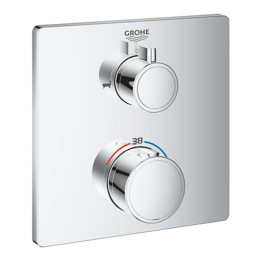 Afbouwdeel Grohtherm chroom vierkant met omstel douche & baduitoop