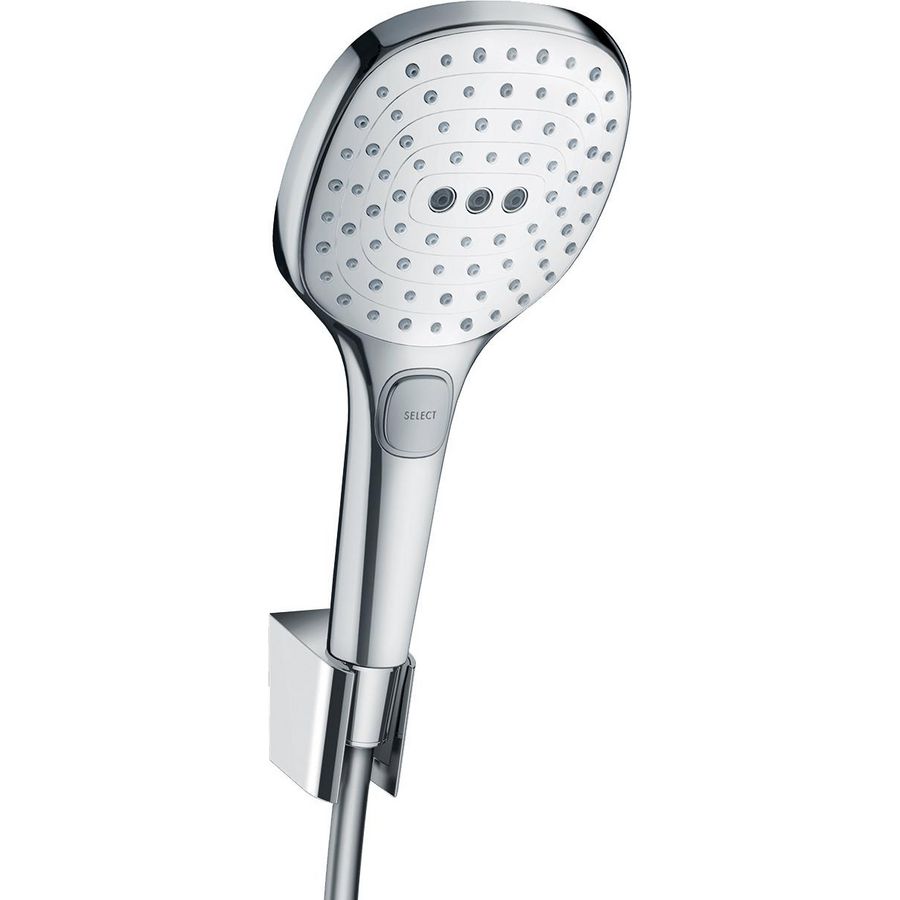 Raindance Select E120 3 straalsoorten badset wit/chroom houder/slang1250mm